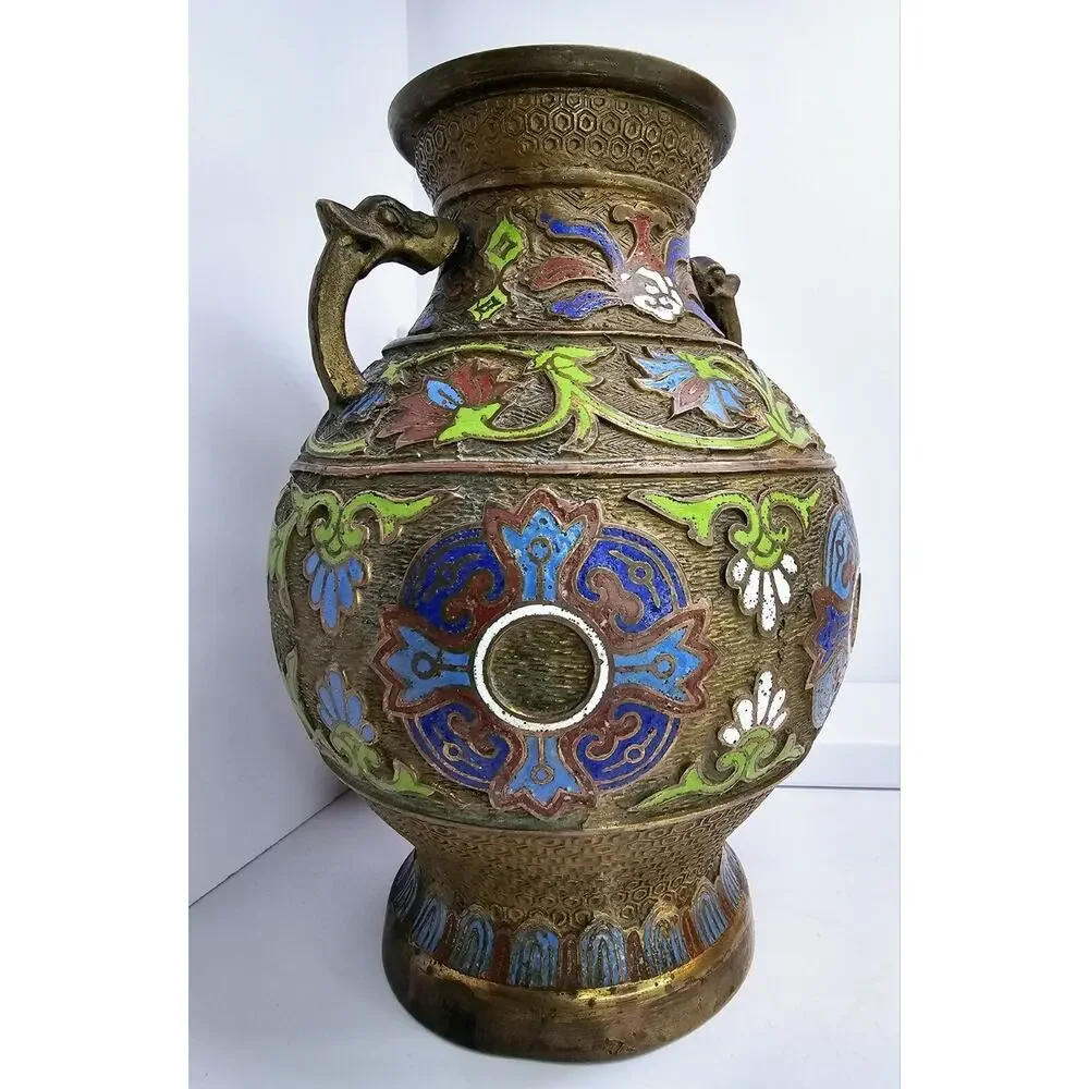 Old Japanese Bronze - Enameled Vase *Read Description*